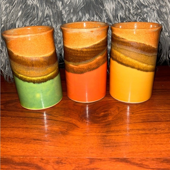 VTG ZYRA Zyraware Zyra Clay Studio Art Ceramic Pottery Tumblers Bundle Of 3